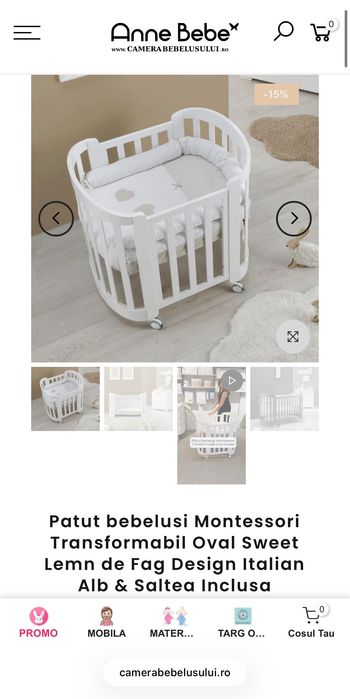 Pătuț transformabil Erbesi oval