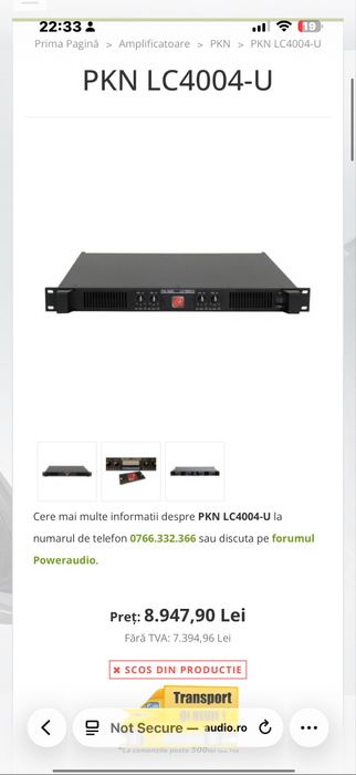 PKN LC4004-U/Amplificator Clasa D , 4 x 1500W RMS / 2.66 ohmi, 4 x 1000W RMS  4 ohm /a nu se confunda cu Dn 208/ DN 218/ putere! Amplificator 4000w