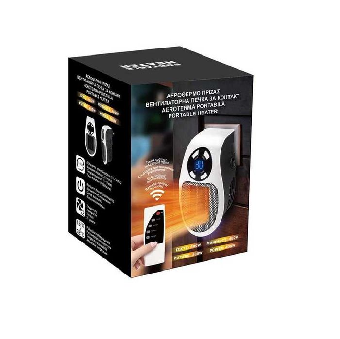 Декоративна мини вентилаторна печка 400W Mercado Trade, С дистанционно