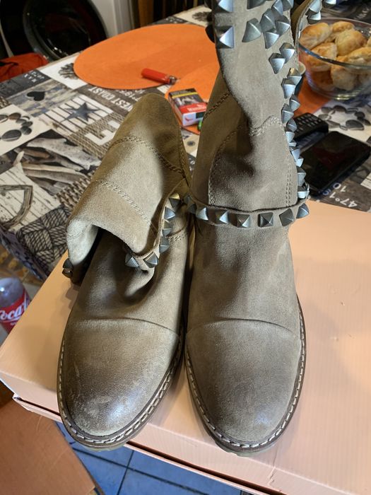 Ghete piele naturala cu tinte, verzi, toamna-iarna