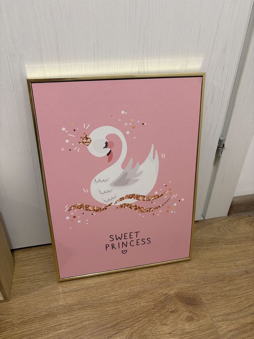 Set 2 etajere lemn si un tablou - camera copii, fetite, stil scandinav