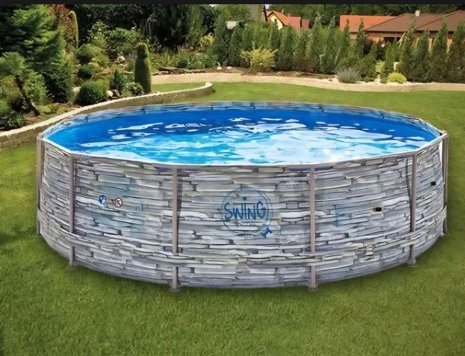 Piscina cadru metalic Swing, decor piatra diametru 3.66 x 0.91 metri