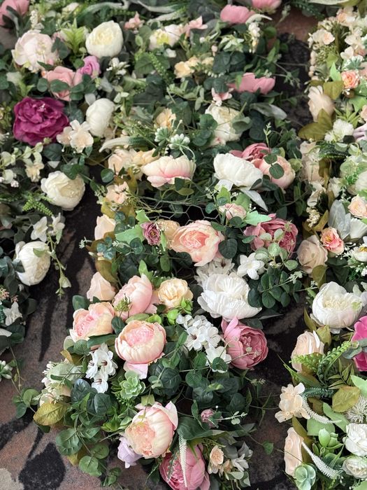 Vand covor flori artificiale pe plasa