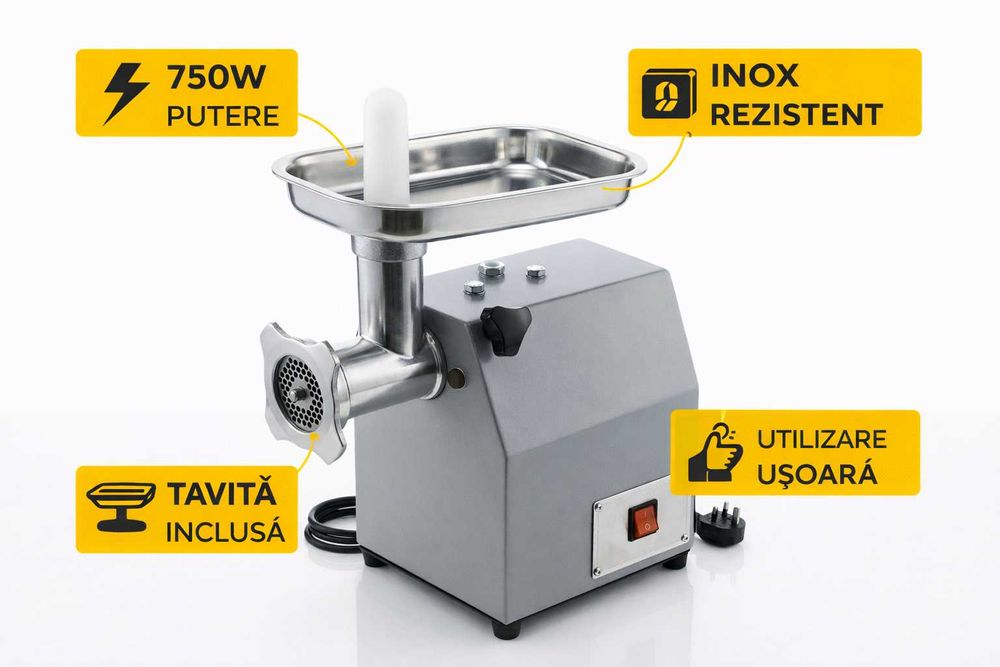 Masina de tocat carne 750W profesionala inox puternica