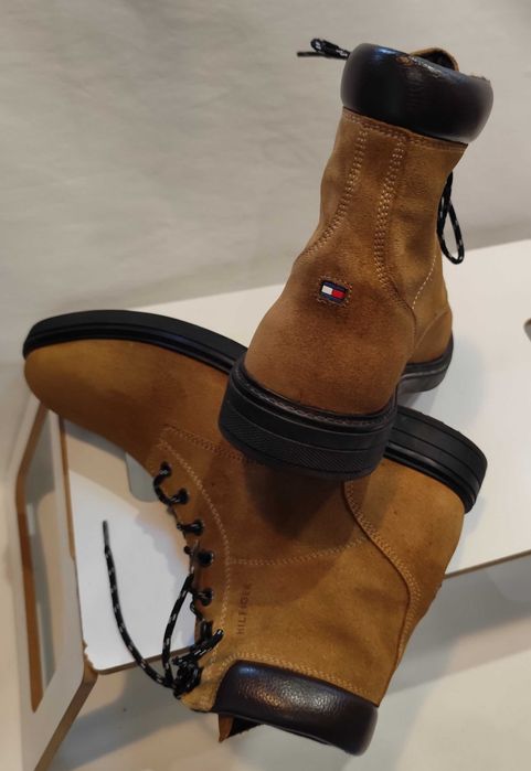 Ghete lace up 44 plain toe Tommy Hilfiger piele naturala moale