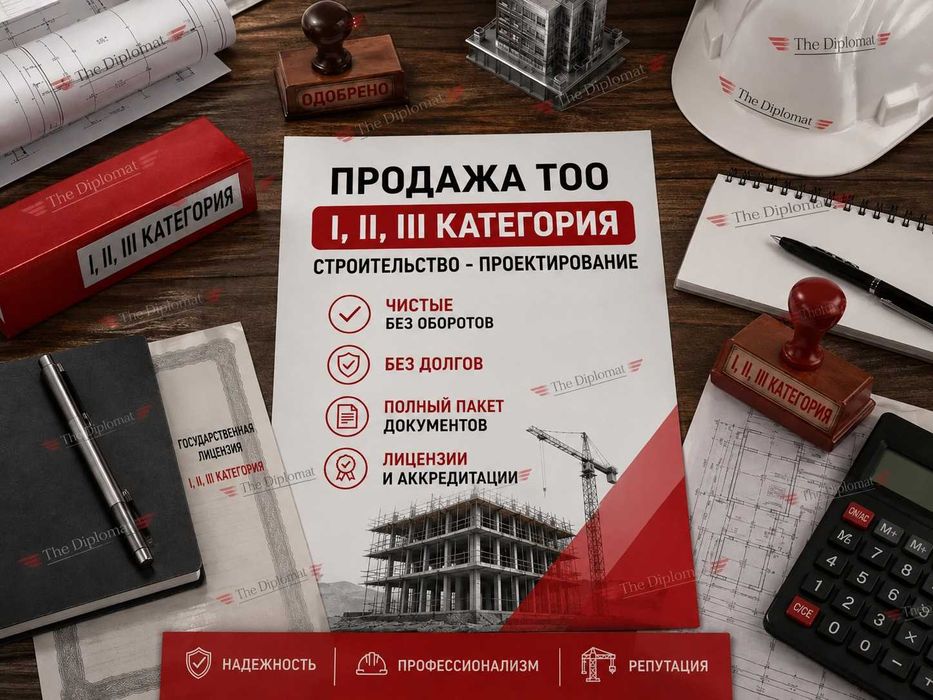 Продаются ТОО с лицензией на ПР 2 и СМР 2 категории! Проект и Строй!