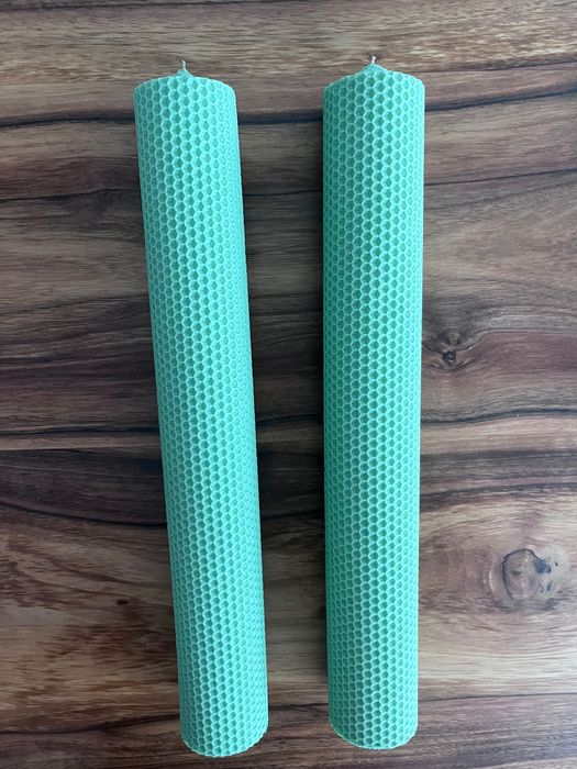 Set 2 lumanari ceara albine cununie / botez culoare verde