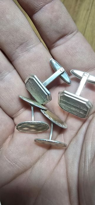 Butoni argint vechi aurit