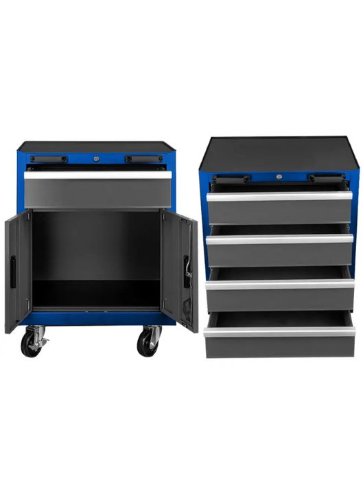 Комплект работна маса, шкафове и сервизни колички – метални HAWEK