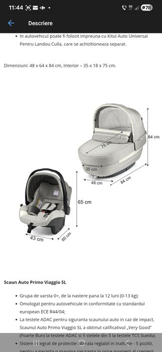 Vand Carucior 3 in 1 Peg Perego Book Plus 51S Titania Luxe, Luxe Pure,