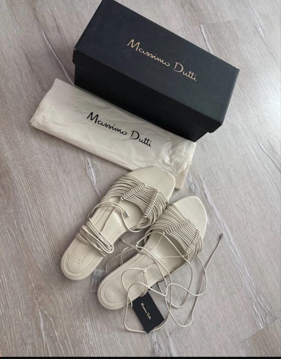 Sandale albe de piele cu snur masura 41