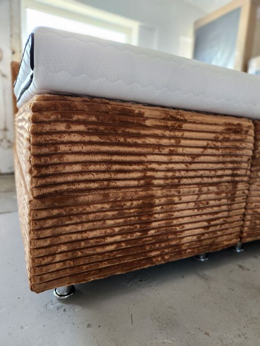 NOU Pat dormitor boxspring 180/200cm, gri închis, catifea