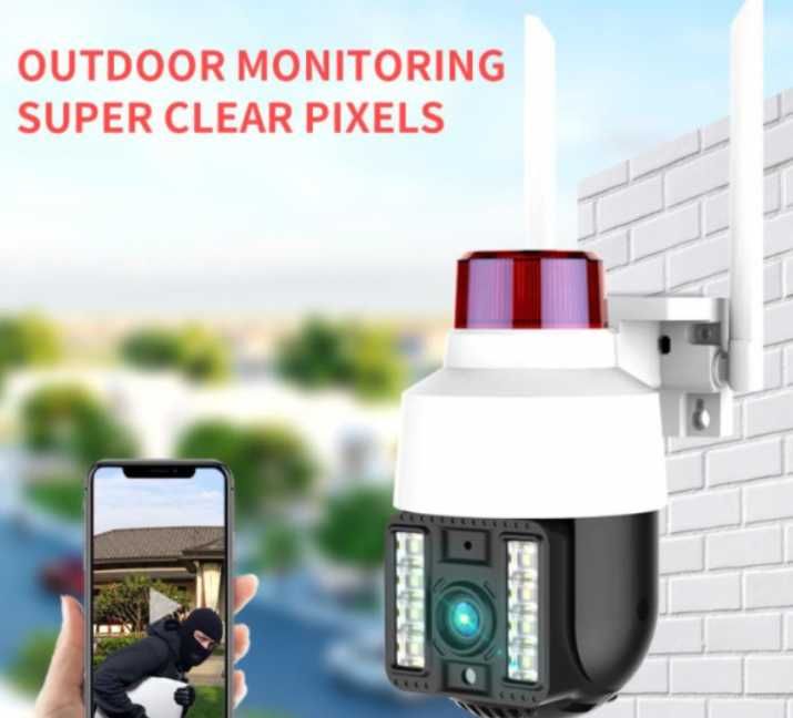 360° AutoTracking Камера WiFi Видеонаблюдение PIR Сензор Движение Водонепромокаема ULTRA FHD 8MP H.265X PTZ 5хZoom Следяща Камера PIR Цветна Нощем