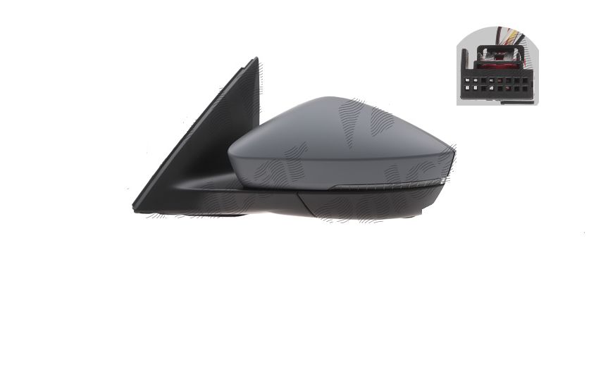 Oglinda exterioara Skoda Kamiq, 06.2019-; Scala, 04.2019-, montare stanga/dreapta, reglaj electric; carcasa grunduita; incalzit; sticla convexa; geam cromat; 16 gauri / 6 pini; cu semnalizare LED