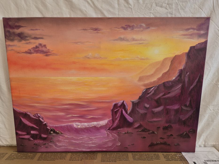 Tablou pictat in ulei, original, 50x70, Sunset in my mind