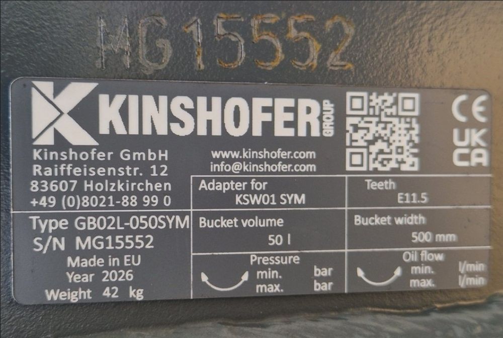 Cupa  50cm NOUA Kinshofer Symlock KSW01 miniexcavator(1 - 1.8 Tone)