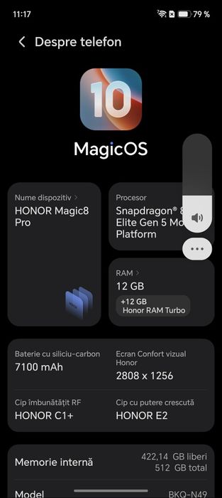 Honor Magic 8 Pro impecabil, baterie 7100 mAh