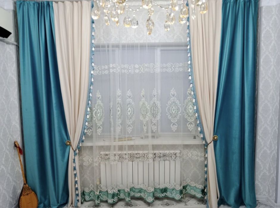 Тюль в комплекте со шторами