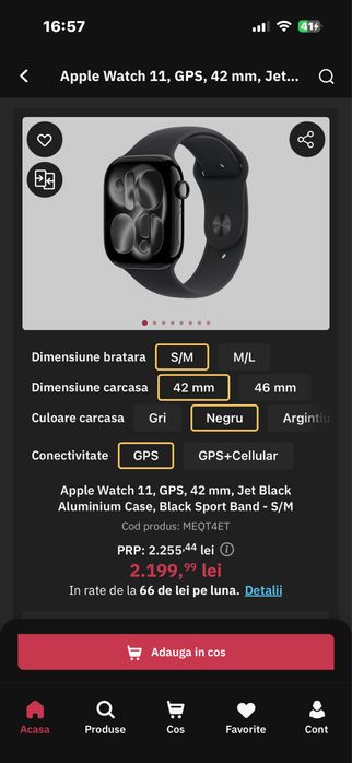 Apple Watch 11, GPS, 42 mm, Jet Black Aluminium Case, Black Sport Band - S/M