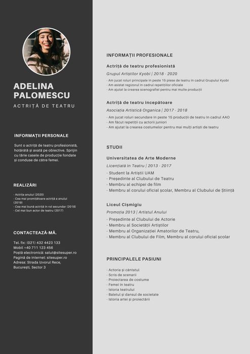 CV(Curriculum vitae) profesional.