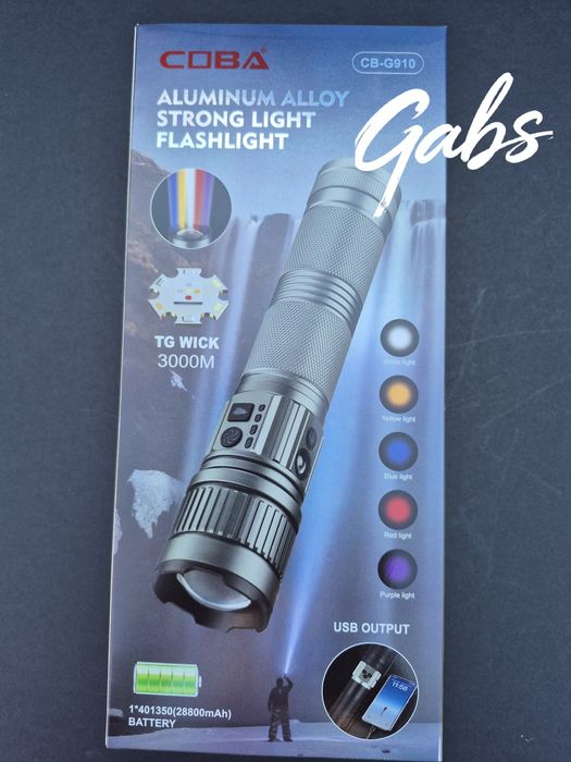 Мощен LED алуминиев фенер COBA CB-G910,TG WICK 3000m 3000м