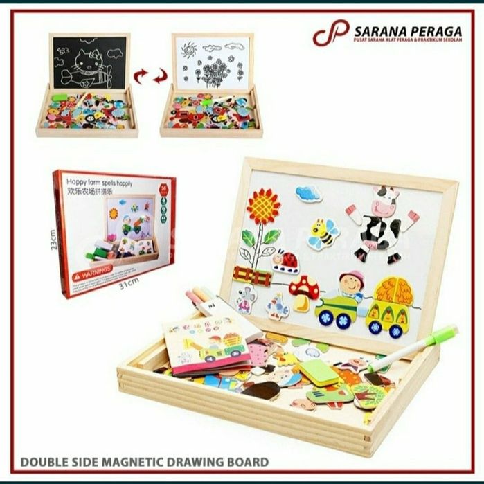 Ikki tomonlama yog'och va magnit taxta, bolalar boshqotirmasi