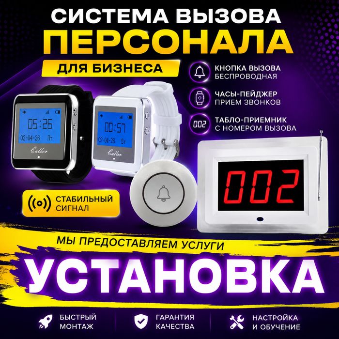 Кнопки вызова, часы для офцеантов, табло