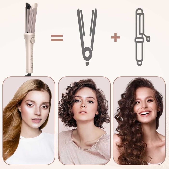 LURA Преса за коса и маша 2 в 1 Керамична йонна 25 мм Бързо загряваща