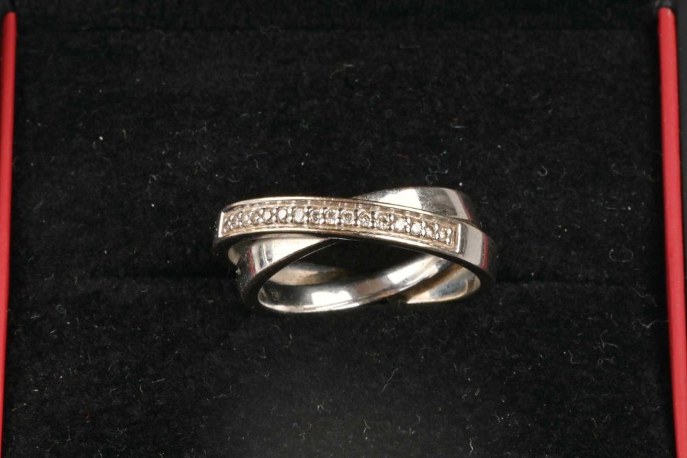 Пръстен Бяло Злато (Халка) 750 с 16 Диаманта, 6,7 грама, Размер 52