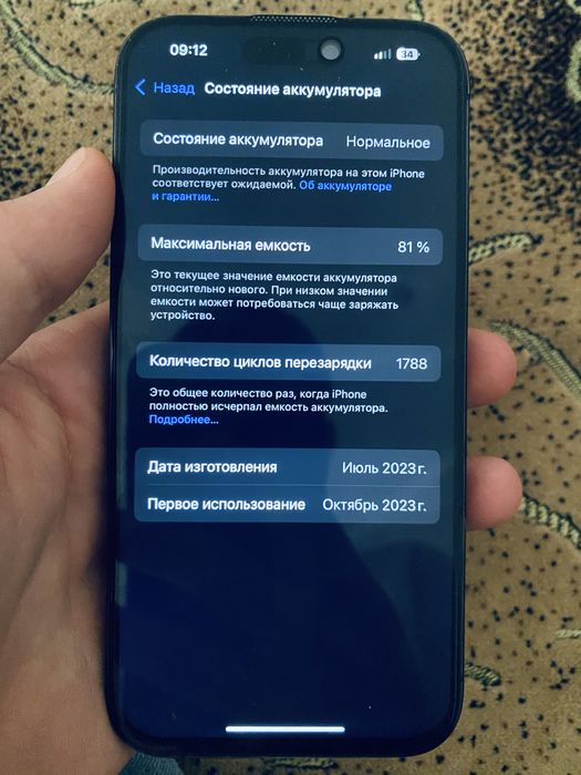 Айфон 15 про срочноо  Память 128 Ёмкость 81