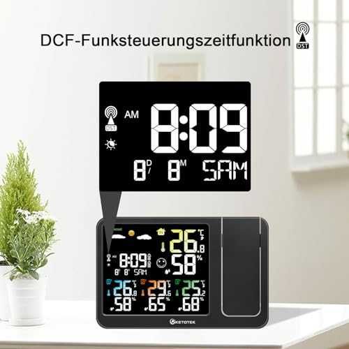 KETOTEK метео станция с проектор, DCF, 3 сензора