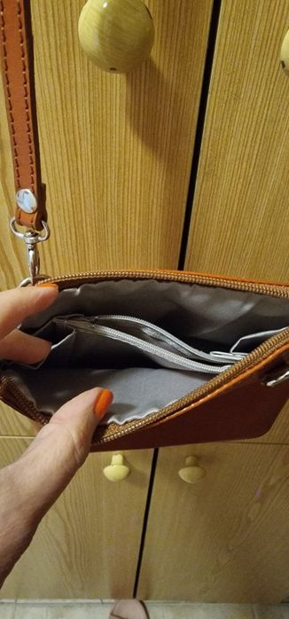 Малка кафява чанта от естествена кожа, Италия