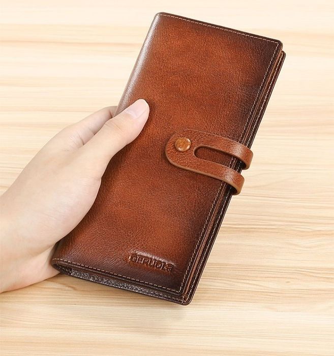 Женский мужской кошелёк из 100% натуральной кожи быка  бумажник портмо