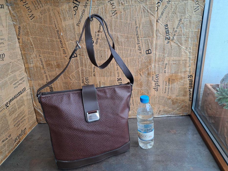 мъжка чанта,кожена Frederic T Paris-естествена кафява кожа