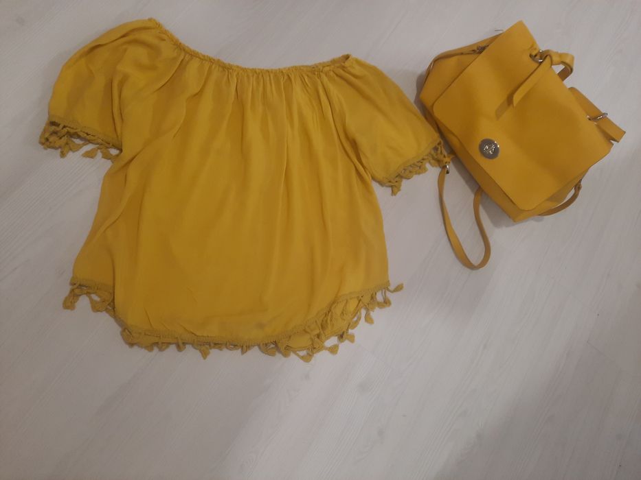 Geanta și bluză mărimea S-M, culoarea muștar