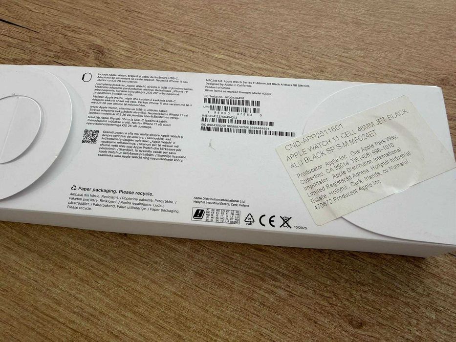 Apple Watch Series 11 46mm Jet Black GPS + Cellular Sigilat