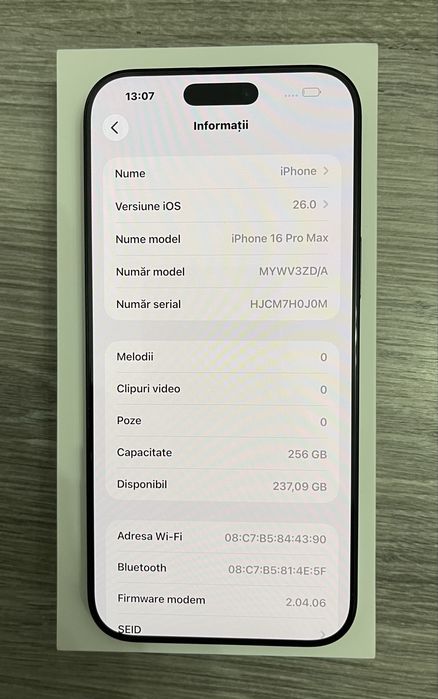 Iphone 16 Pro Max 256GB – Ca nou, 100% baterie, 67 cicluri, GARANȚIE 1 AN