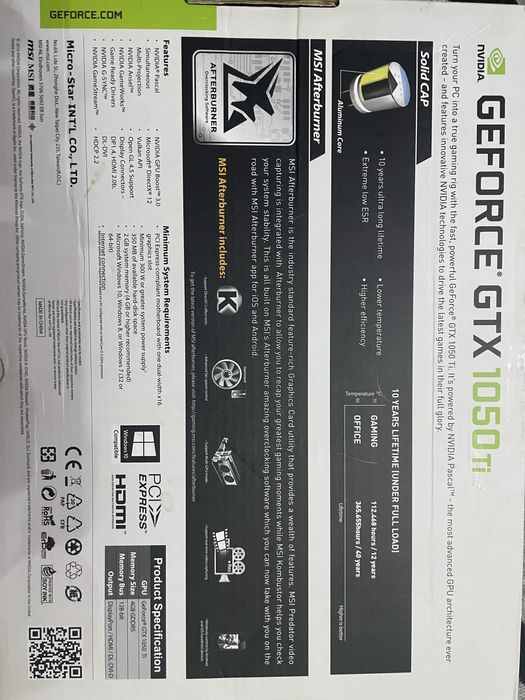 Видеокарта gtx geforce gtx 1050 ti
