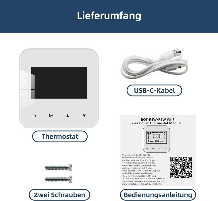 Termostat Beok WiFi Ecran LCD Digital Compatibil cu Alexa – Alb