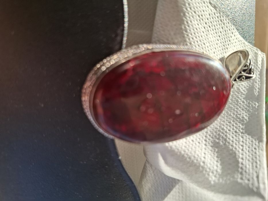 Pandant labradorit montat in argint filigran 5 cm