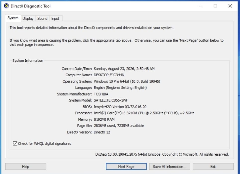 Laptop Toshiba C855 120GB SSD, 8GB RAM, 2GB Video