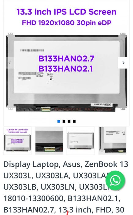 Display laptop 13.3 full hd 30 pini