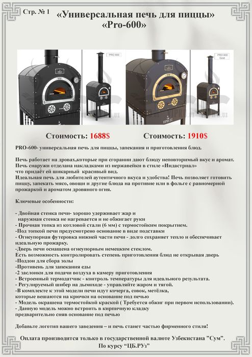 Универсальная печь для ПИЦЦЫ Pro-603, Мангал,смокер, барбекью