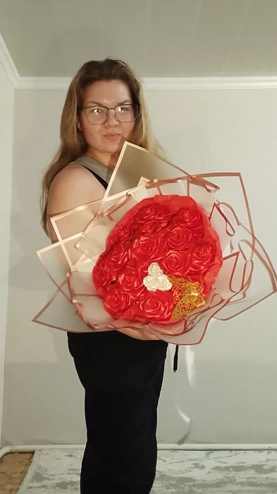 Букеты из атласных лент