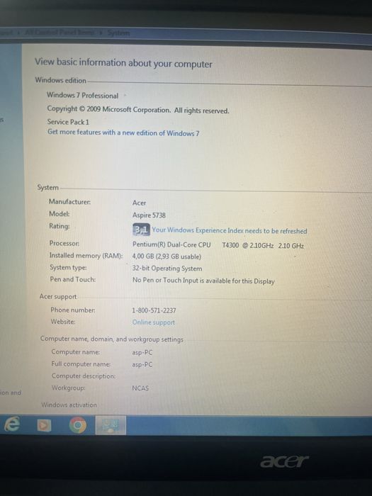Лаптоп Acer aspire