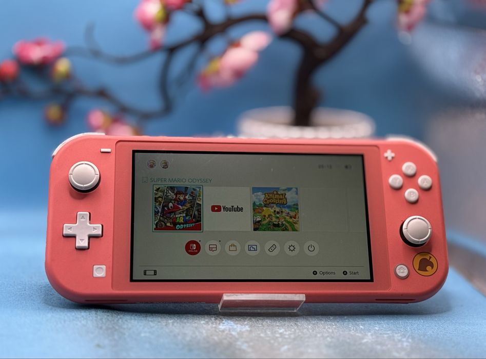 Nintendo Switch Lite (Animal Crossing Edition) + Super Mario Odyssey