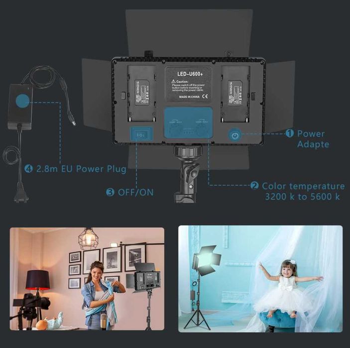 Постоянно LED осветление 50W – LED панел със статив и дистанционно
