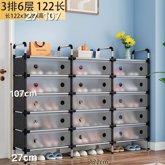 Стеллаж для обуви 3 ряда 6 секций 122×27×107 см