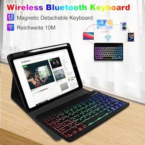 Нов Клавиатурен Кейс за таблет iPad 10.2 Подсветка и Клавиатура Айпад