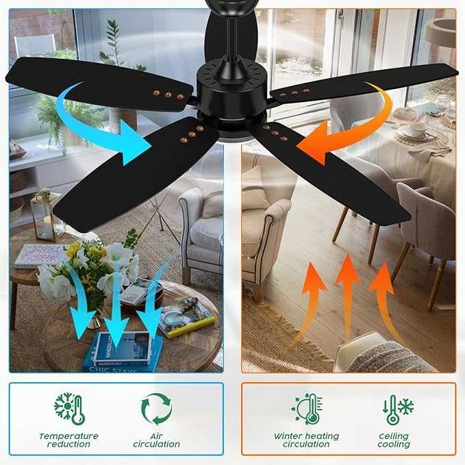 Ventilator de tavan Mefine 106 cm culoare lemn, cu lumină